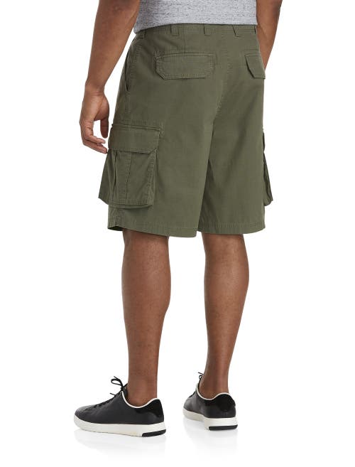 True Nation By Dxl Stretch Ripstop Cargo Shorts In Dark Olive