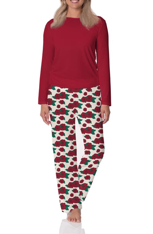 KicKee Pants Floral Relaxed Pajamas in Holiday Poppies 