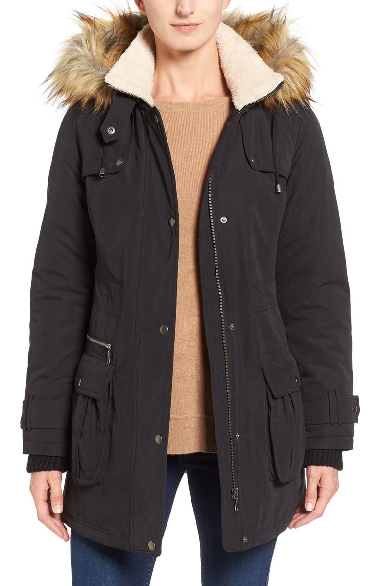 Halogen<sup>®</sup> FAUX FUR TRIM ANORAK, Main, color, 