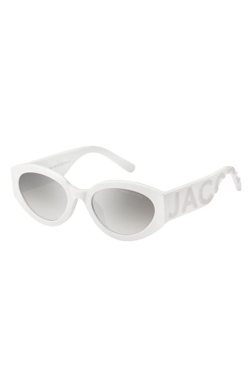 Shop Marc Jacobs 54mm Round Sunglasses In White Grey/grey Silver