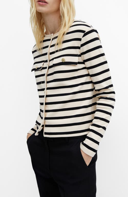 MANGO Stripe Cardigan in Ecru at Nordstrom, Size X-Small