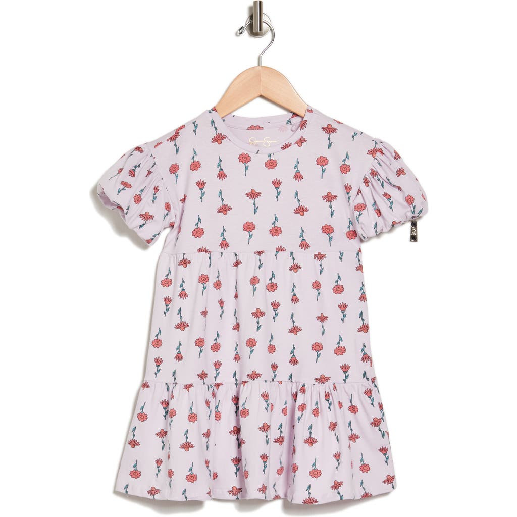 Shop Jessica Simpson Kids' Puff Sleeve Ruffle Hem Dress In Lilac