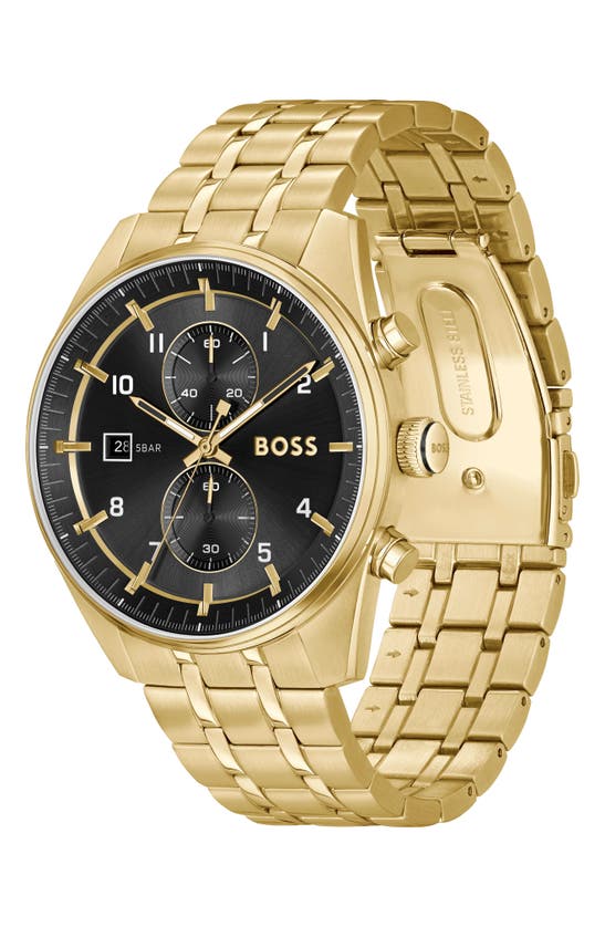 Shop Hugo Boss Boss Skytraveller Chronograph Bracelet Watch, 44mm In Black