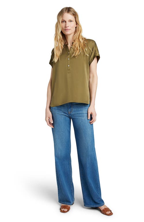 Faherty Desmond Silk Henley In Military Olive