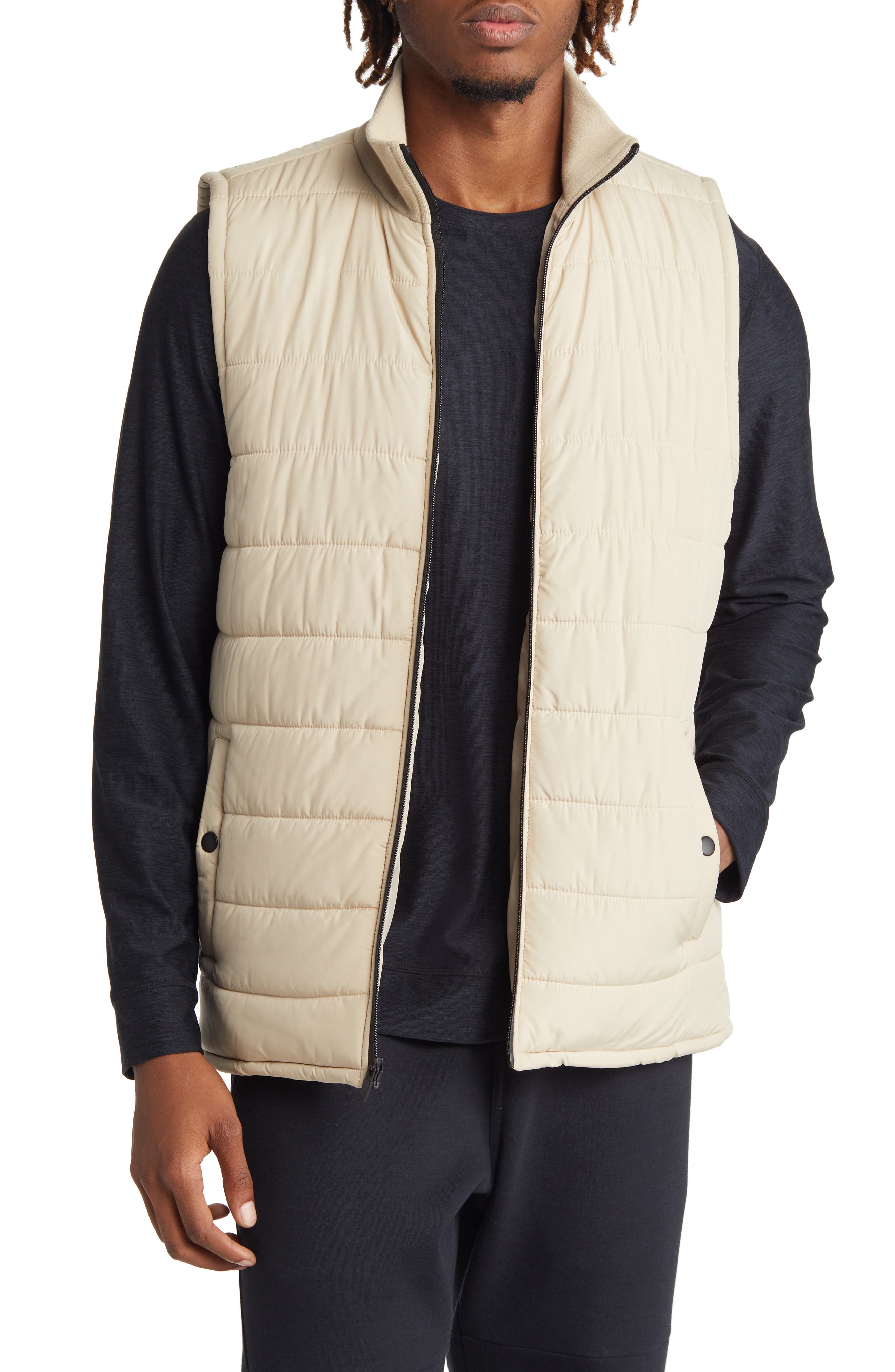 Canda Quilted Gilet cream mixed pattern casual look Fashion Vests Quilted Gilets 