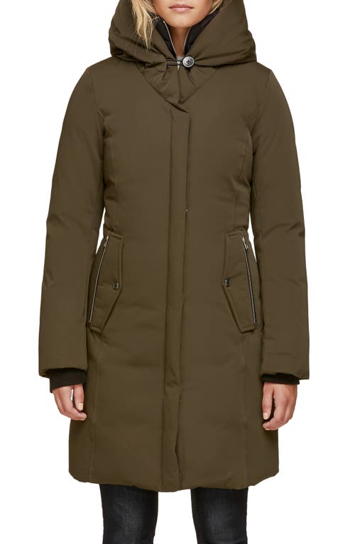 Slim Fit Hooded Down Coat in Army