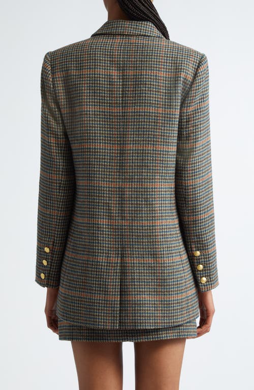 Shop L Agence L'agence Aimee Plaid Double Breasted Blazer In Tan/teal Plaid