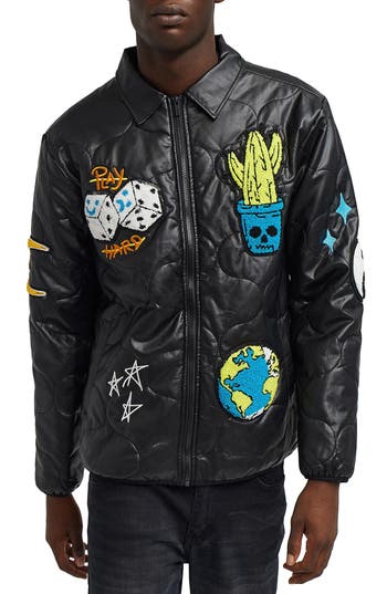 Reason Santa Fe Patchwork Quilted Jacket In Black
