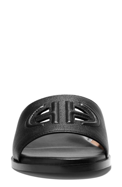 Cole Haan Flynn Logo Slide Sandal In Black Leather