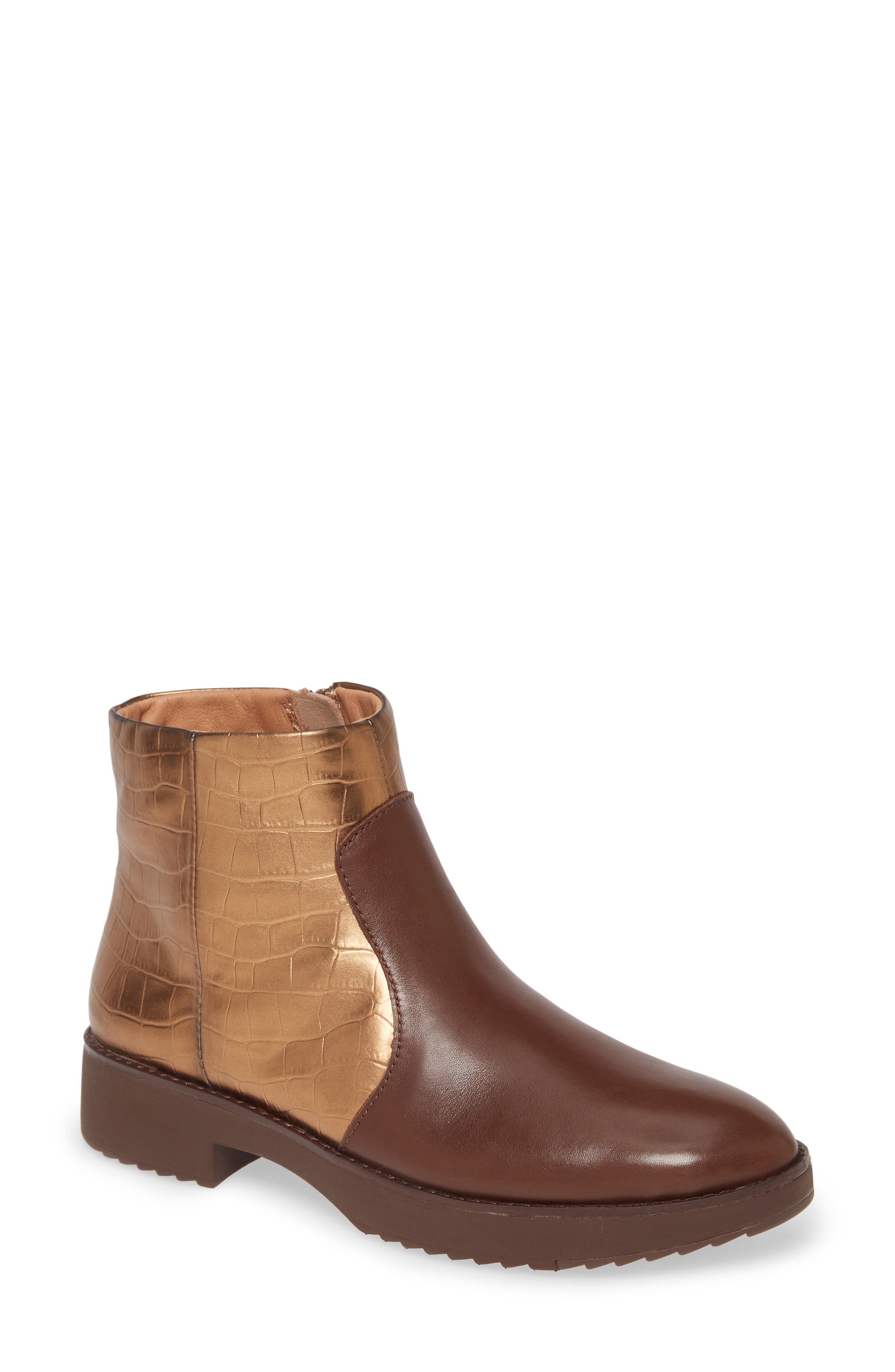 Fitflop Mara Ankle Boot In Chocolate Brown Mix Leather