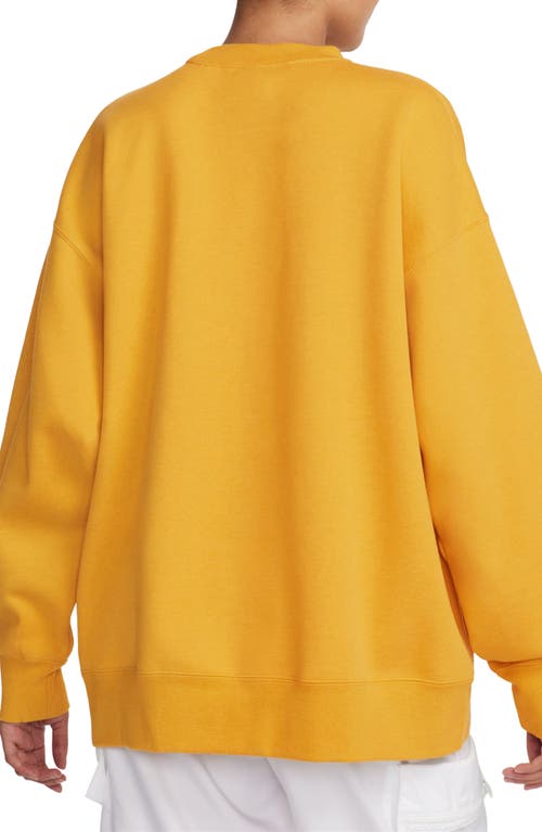 Shop Jordan Flight Fleece Oversize Crewneck Sweatshirt In Yellow Ochre/heather