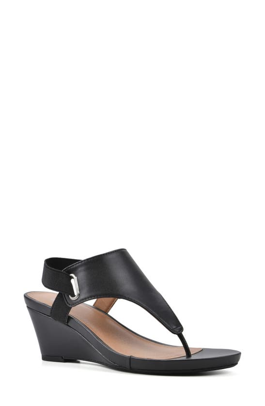 White Mountain Footwear All Dres Wedge Sandal In Black/ Smooth