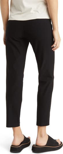 Eileen Fisher washable stretch crepe slim ankle pants - black