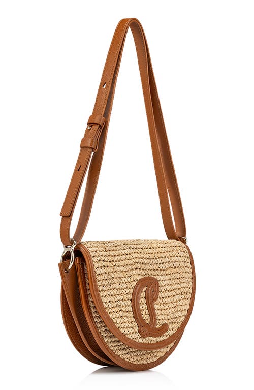 Shop Christian Louboutin By My Side Raffia & Leather Crossbody Bag In 6039 Natural/cuoio/cuoio