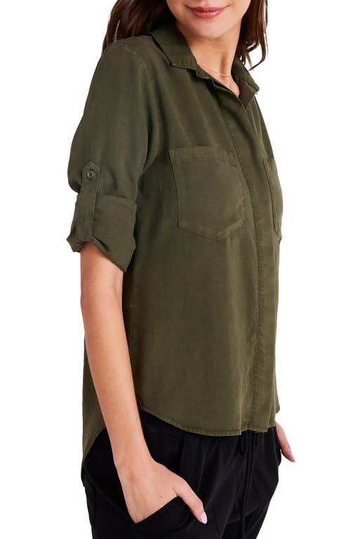 Shop Bella Dahl Split Back Button-up Shirt In Italian Herb