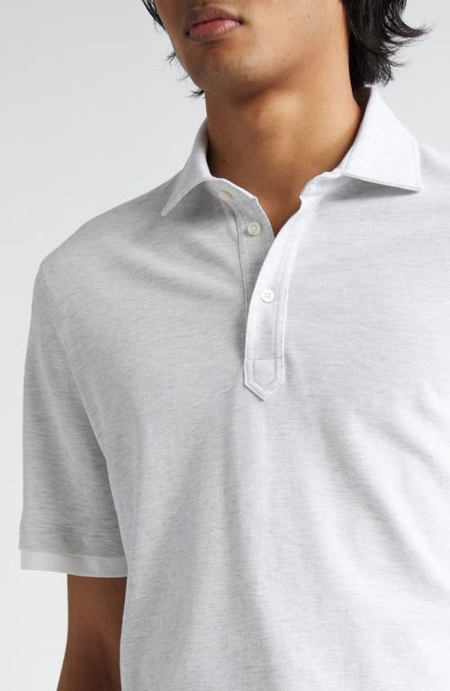 Shop Brunello Cucinelli Cotton Piqué Polo In Perla/bianco