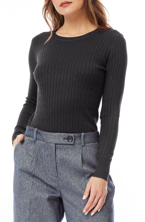 90 Degree by Reflex Women's Gray Sequin Sweater Top Shirt Size L