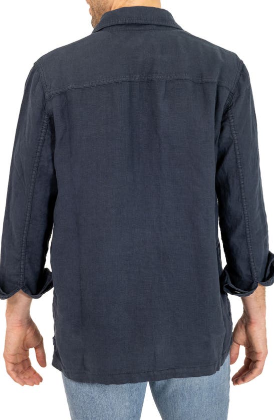 Pino By Pinoporte Linen Overshirt In Navy