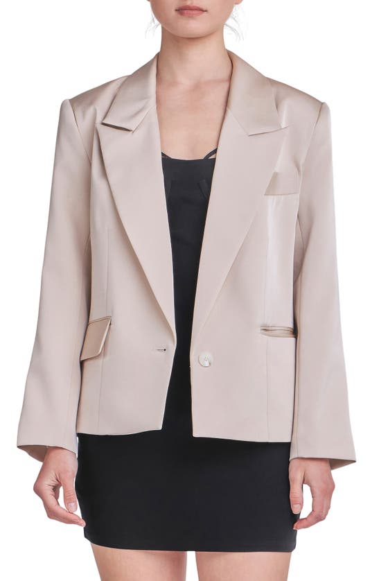 Grey Lab One-button Satin Blazer In Beige