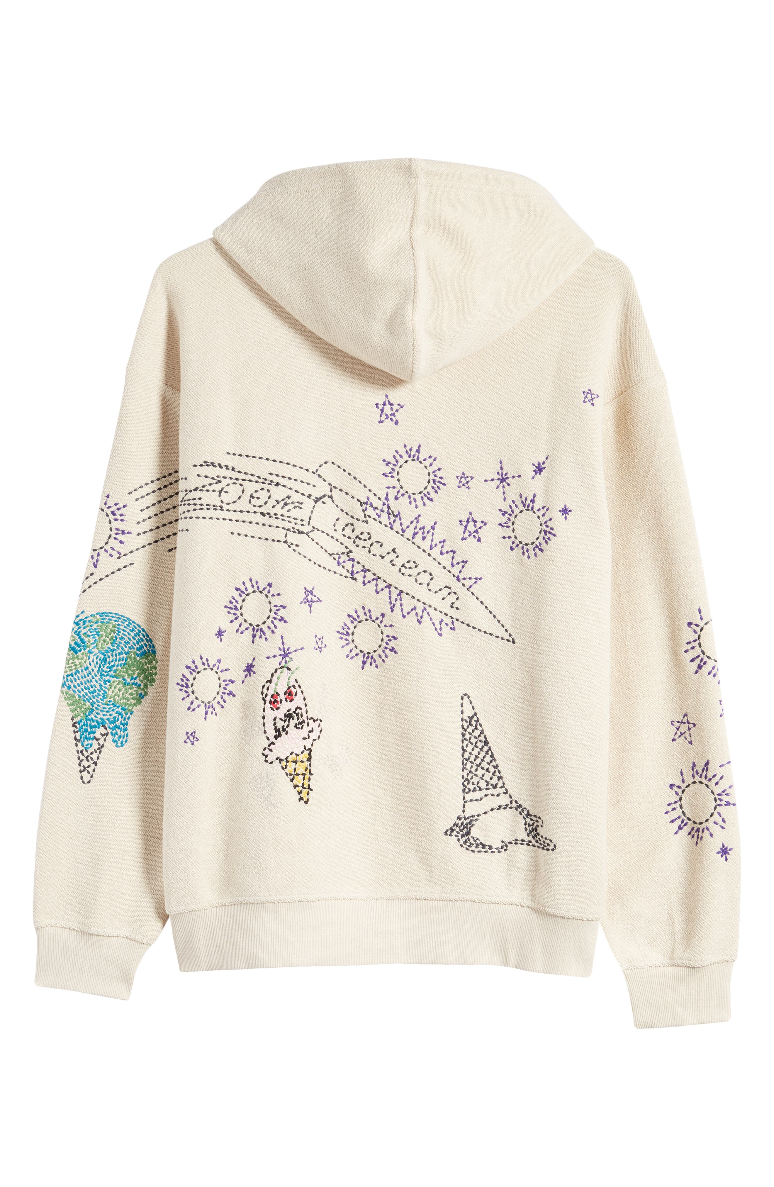 ICE CREAM Apricot Embroidered Cotton Graphic Hoodie in Fog | Smart