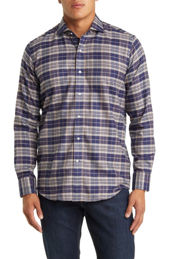 Peter Millar Crown Crafted Davol Italian Flannel Sport Shirt In Neutral
