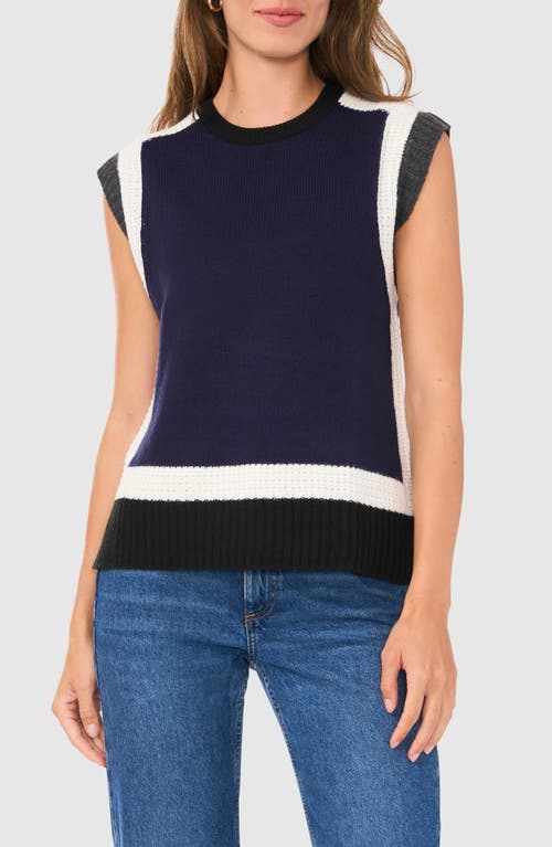 Halogenr Halogen(r) Colorblock Crewneck Sweater Vest In Denim Heather Blue