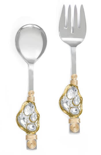 Tiramisu Cumulus Constellation Embellished 2-piece Salad Serving Set In Gold