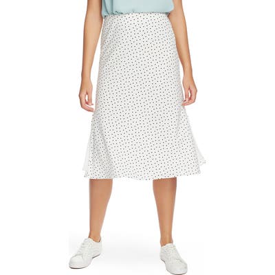 1.state Vintage Scatter Dot Side Slit Skirt, White