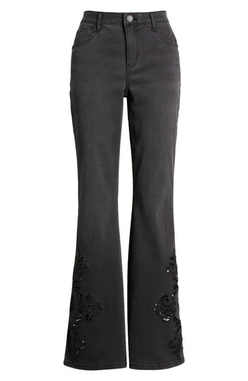 Shop Wit & Wisdom 'ab'solution Embroidered High Waist Flare Jeans In Washed Black