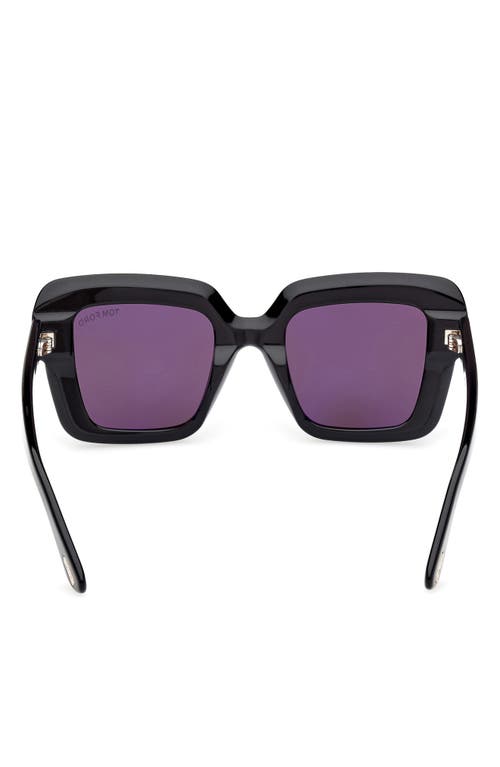 Shop Tom Ford Esme 50mm Square Sunglasses In Shiny Black/smoke