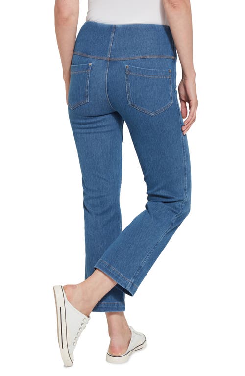 Shop Lyssé Pull-on Baby Bootcut Ankle Jeans In Midwash