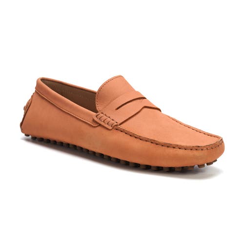 Carlos Santana Ritchie Penny Loafer In Peach Nubuck