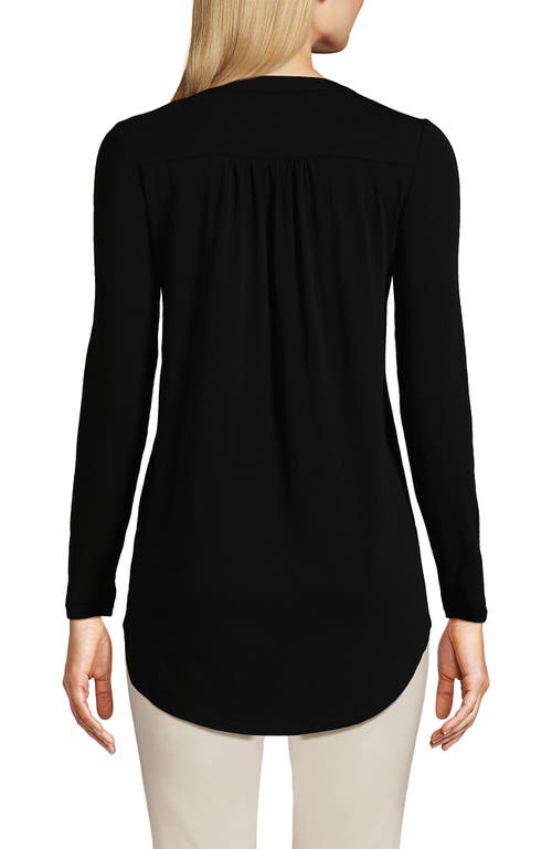 Shop Lands' End Long Sleeve Lattice Pintuck Tunic In Black