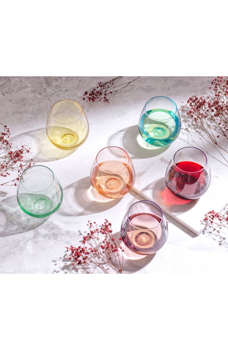JoyJolt Hue Set of 6 Colored Stemless Wine Glasses Nordstromrack