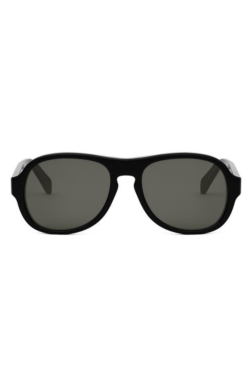 Shop Celine Bold 3 Dots 56mm Pilot Sunglasses In Shiny Black/smoke