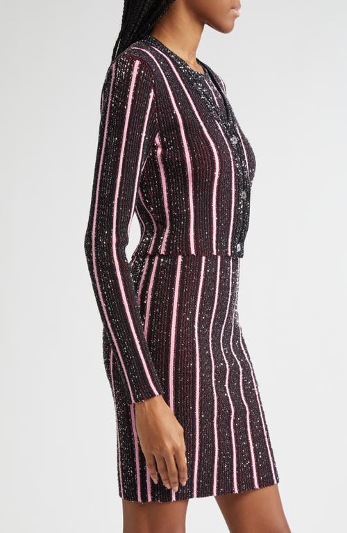 Missoni Rib Sequin Embellished Crop Cardigan In Red And Black