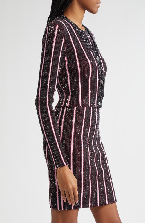 Shop Missoni Rib Sequin Embellished Crop Cardigan In Red And Black