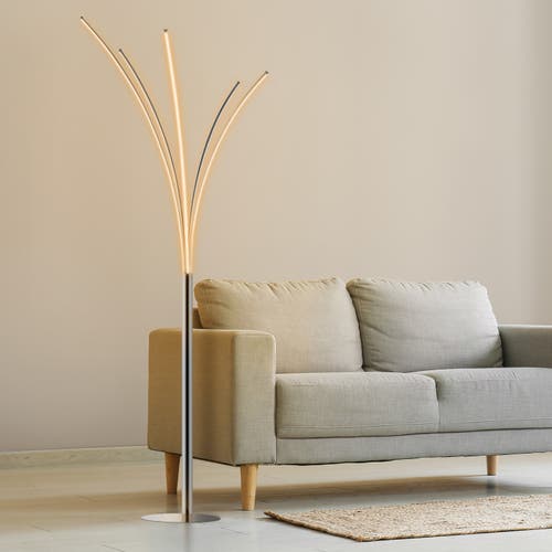JONATHAN Y JONATHAN Y FUOCHI MODERN MINIMALIST METAL 5-BRANCH ARC DIMMABLE INTEGRATED LED FLOOR LAMP WITH REMOT 