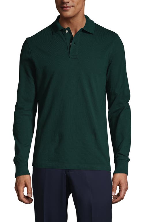 Shop Lands' End School Uniform Young  Long Sleeve Mesh Polo Shirt In Evergreen