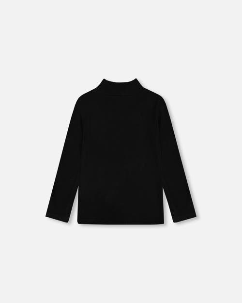 Shop Deux Par Deux Girl's Super Soft Brushed Mock Neck Top Black In Anthracite