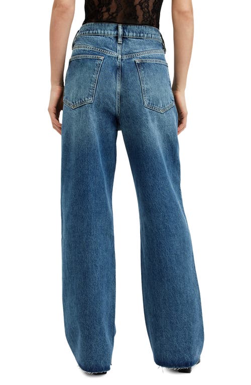 Shop Allsaints Blake Raw Hem Wide Leg Jeans In Dark Indigo