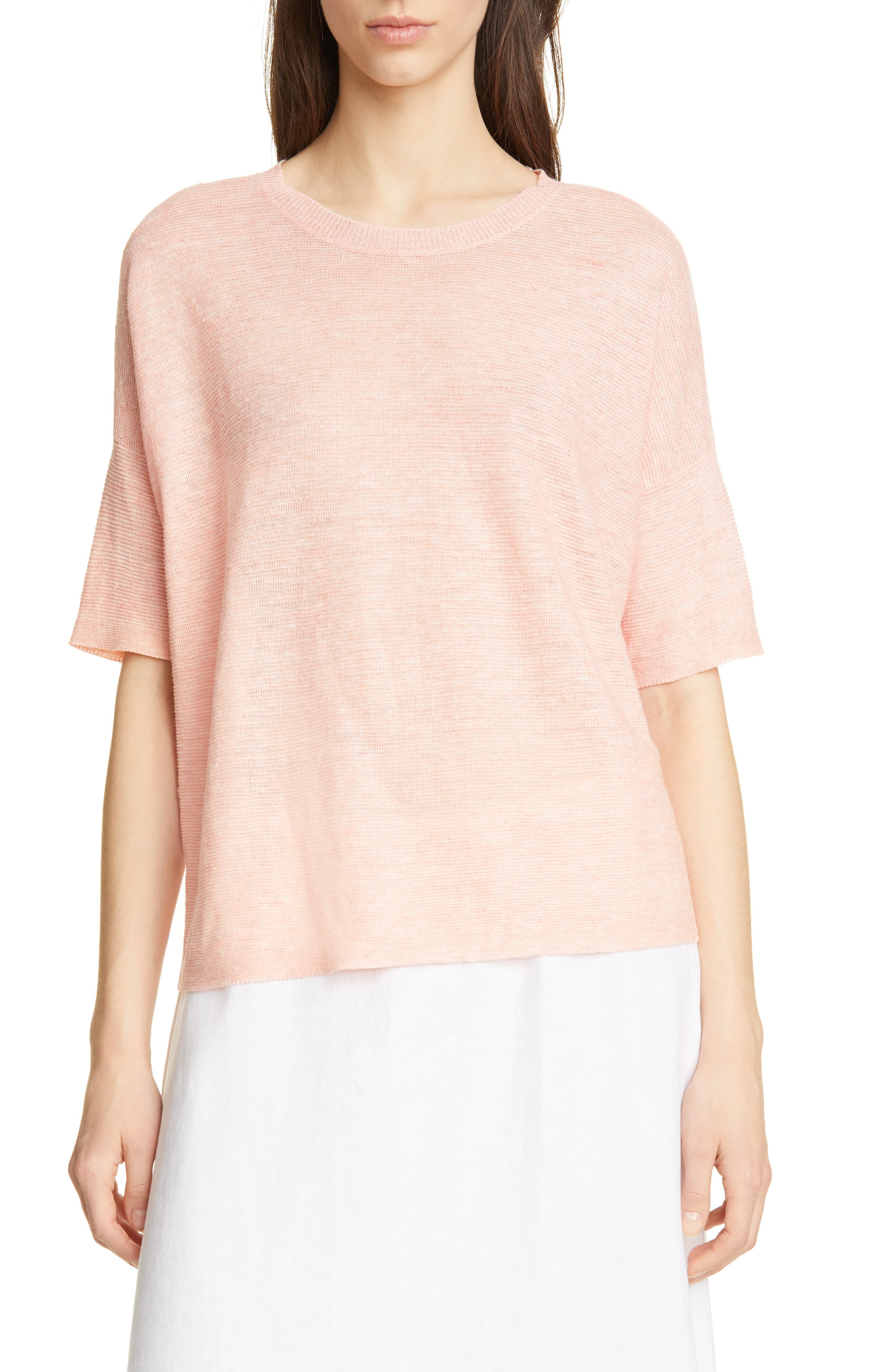 Eileen Fisher Elbow Sleeve Boxy Linen Sweater Nordstrom