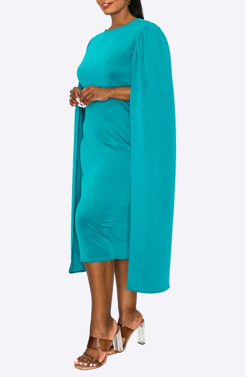 L I V D Naomi Cape Sleeve Midi Dress In Jade