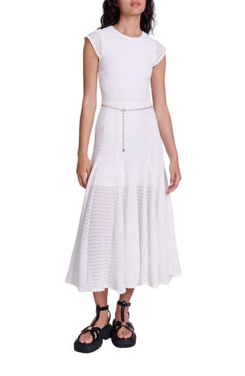 Shop Maje Crochet-knit Maxi Dress In White