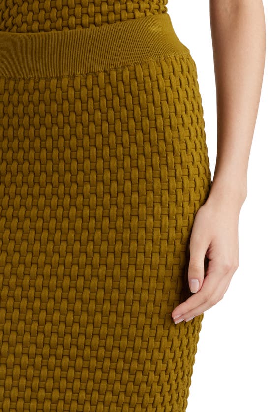 Shop Dries Van Noten Tiffany Basket Weave Body-con Midi Skirt In Olive