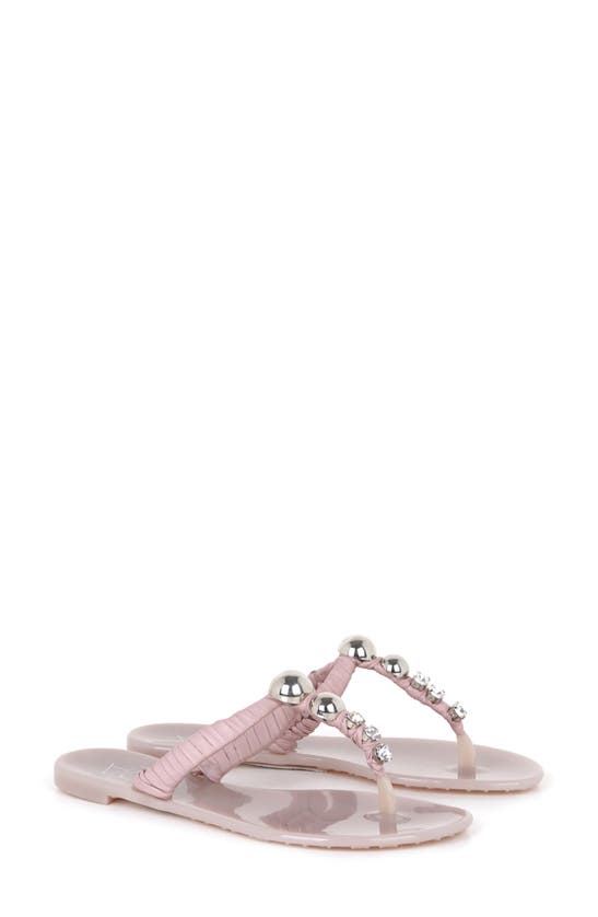 Agl Attilio Giusti Leombruni Women's Jelly Crystal Rosa Embellished Slip On Thong Sandals In Jelly Rosa