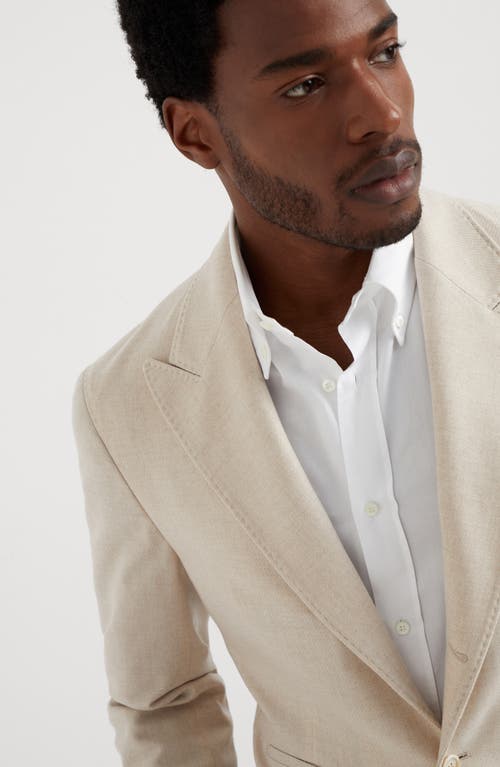 Shop Brunello Cucinelli Diagonal Twill Unconstructed Blazer In Sand