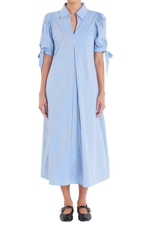 Shop English Factory Godet Stripe Dress In Powder Blue