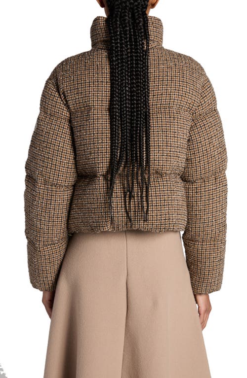 Moncler Seboune Appliquéd Checked Wool-blend Tweed Down Jacket In Beige