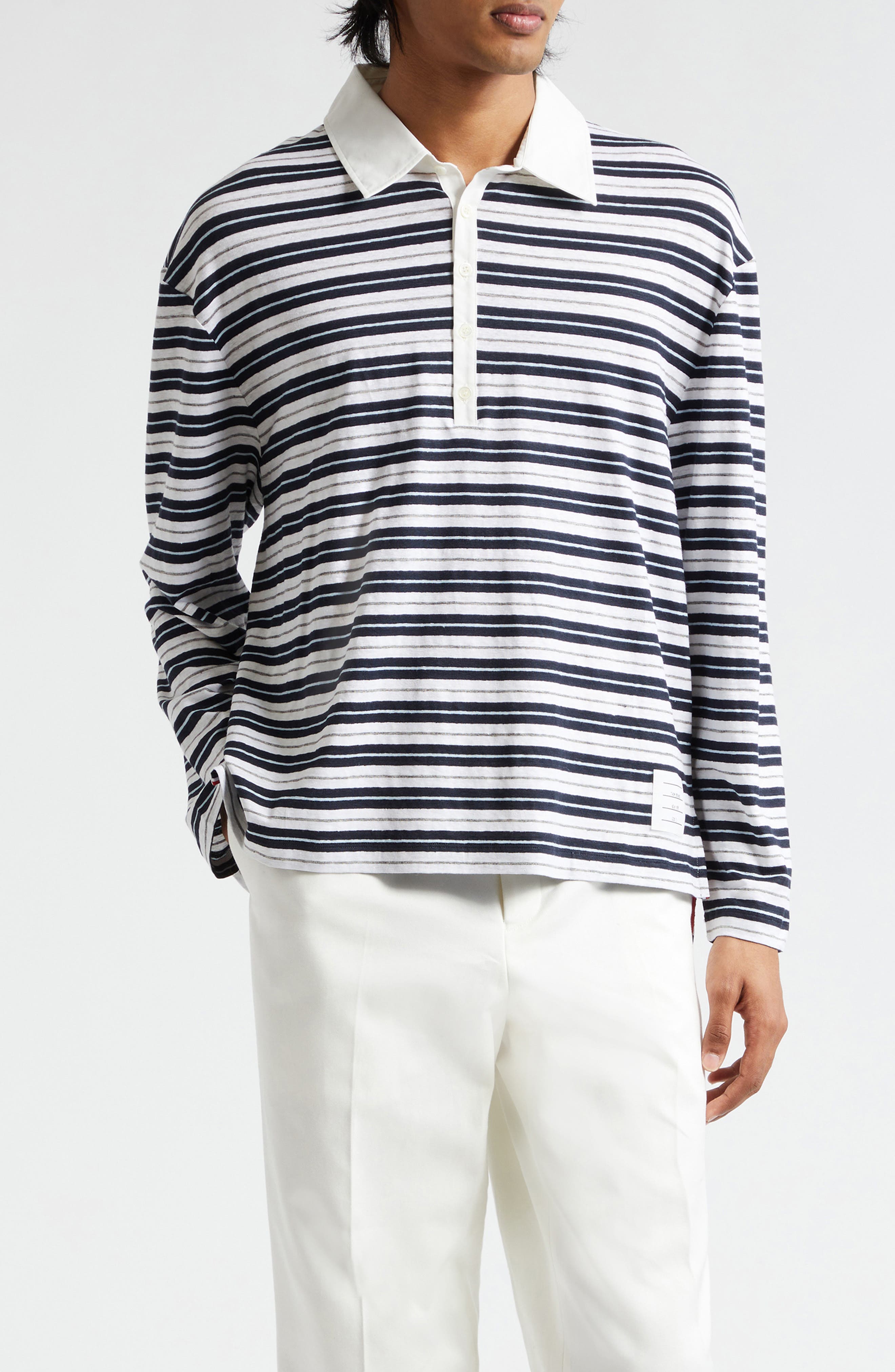 Thom Browne 4-Bar long-sleeved polo shirt - White